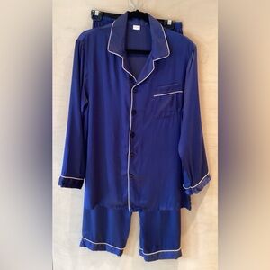 Silk “Silky Silk” Indigo Blue Pajamas-M